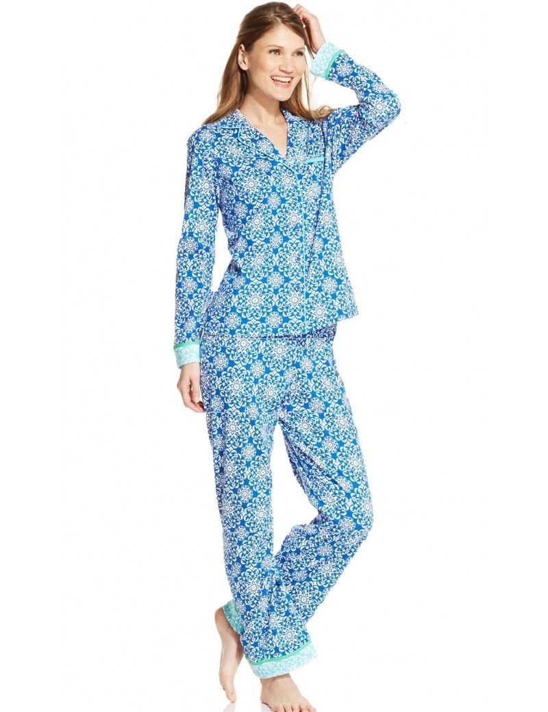 Womens - 2 piece Jersey Pyjama Set - Blue Jewel | Finds For Fabulous Women