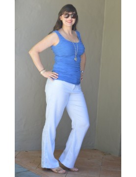 NYDJ - Wylie Pale Blue Wide Leg Linen Trousers *MQIG06GW