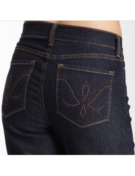 NYDJ - Barbara Bootcut Jeans in Dark Wash with Embellished Pockets *J84232P37
