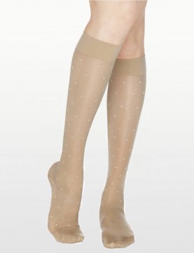 Rejuva - Knee Highs Dots Sheer Compression Stockings -15-20mmHG